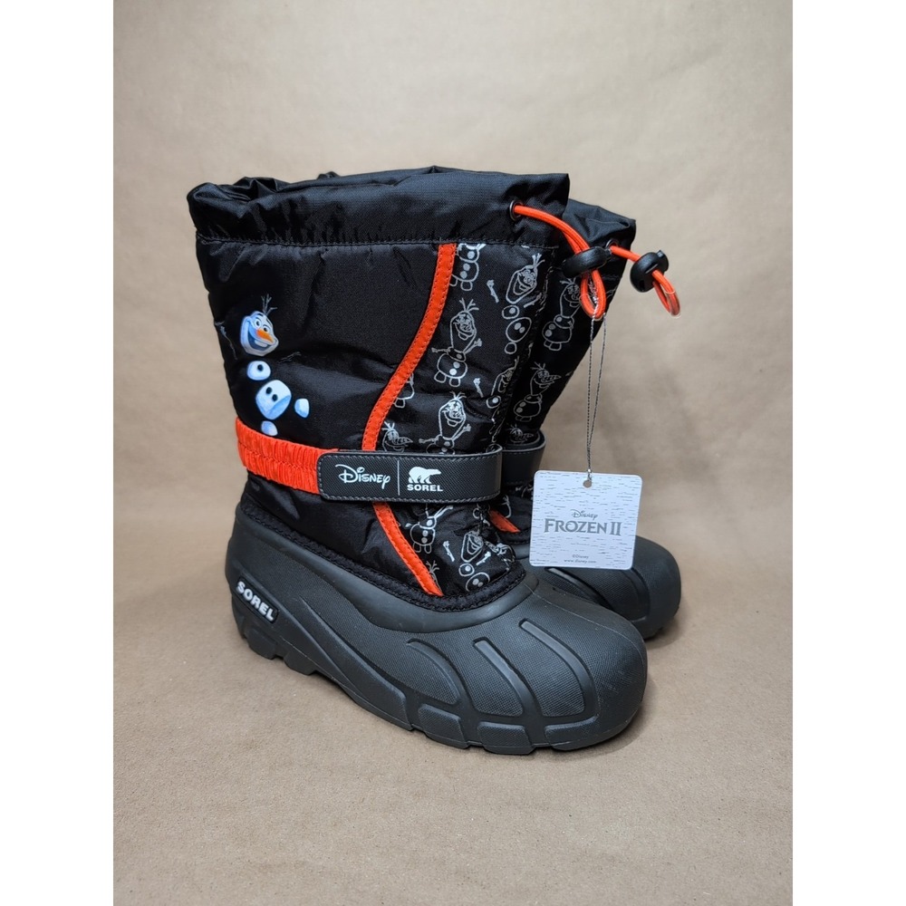 NWT Disney‎ x Sorel Youth Size 4 Snow Boots Frozen II Olaf Black Warm